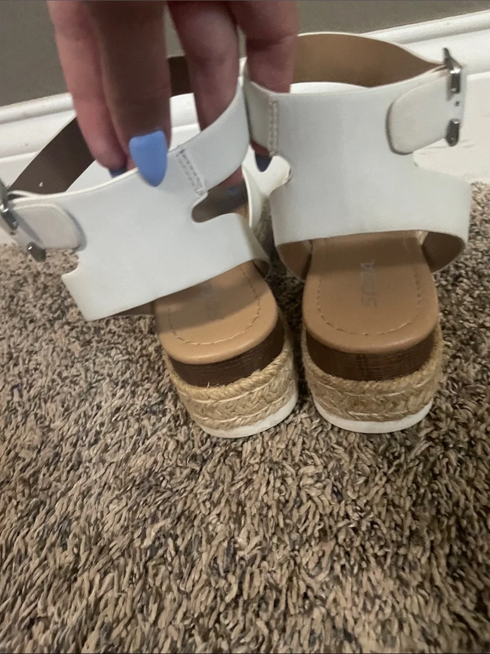 Soda White  Espadrille Platform Sandals with Ankle Strap